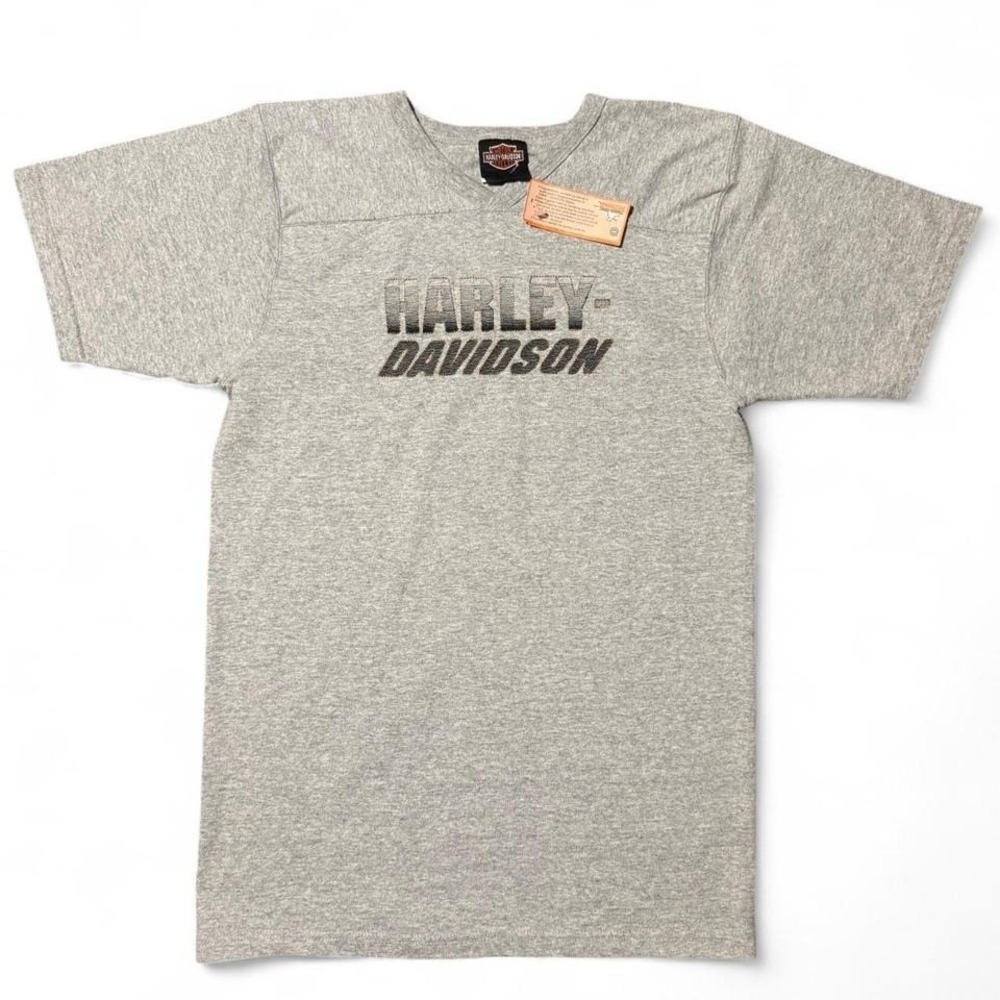 Vintage NWT Embroidered Harley Davidson Cotton Jersey Shirt M 19x30 USA Biker